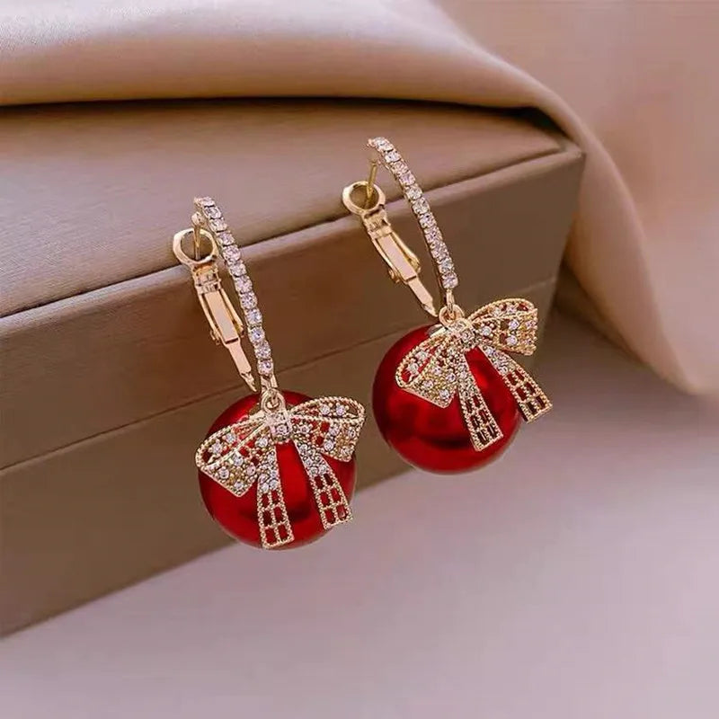 Earrings For Women Red Pearl Z22