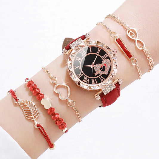 6PCS/Set Women's Watch Luxury Roma Z4