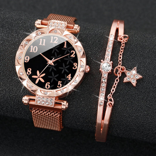 2PCS/Set Fashion Flower Dial Women's Watch Z6