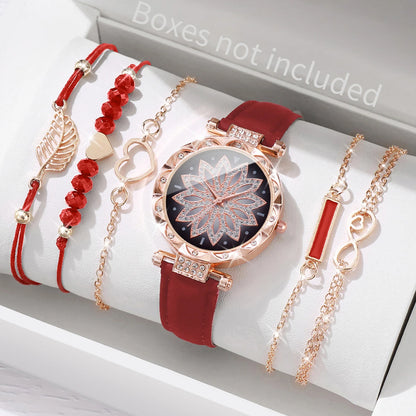 6PCS/Set Women's Watch Luxury Roma Z4